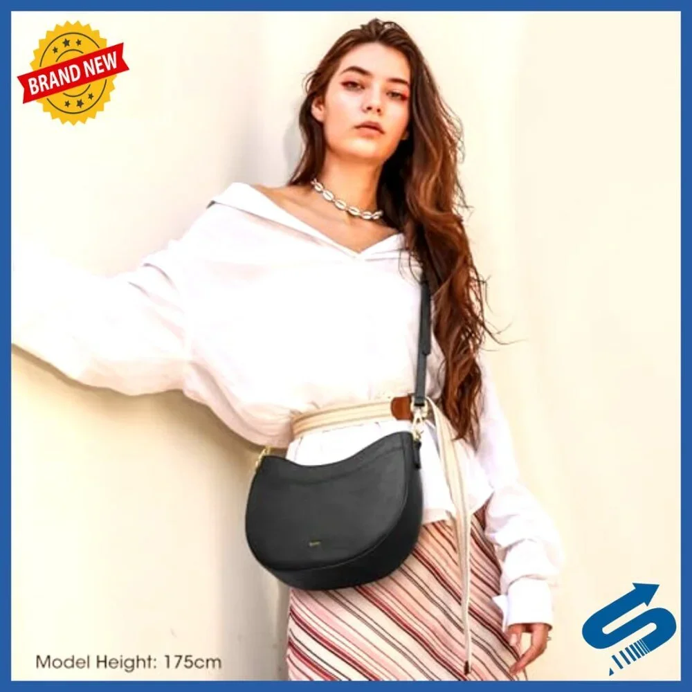 Soft Leather Crossbody Hobo Bag with Detachable Straps and Multiple Pockets